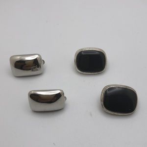 VTG Clip on Earrings. 2 pairs silver tone